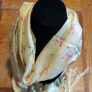 Floral Yellow Silk Scarf